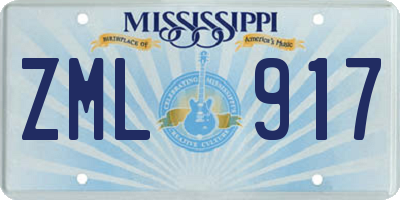 MS license plate ZML917