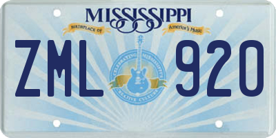 MS license plate ZML920