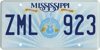 MS license plate ZML923