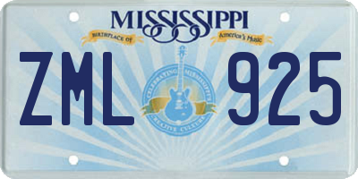 MS license plate ZML925