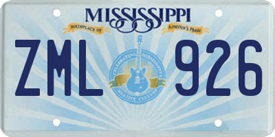 MS license plate ZML926