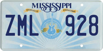 MS license plate ZML928
