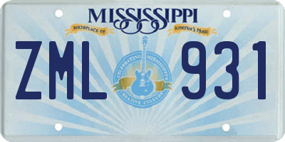 MS license plate ZML931