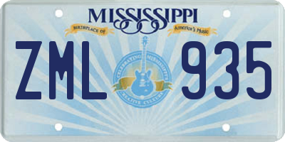 MS license plate ZML935