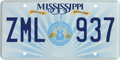 MS license plate ZML937