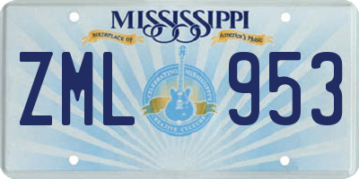MS license plate ZML953