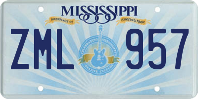 MS license plate ZML957