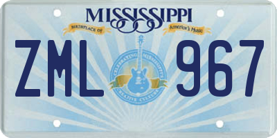 MS license plate ZML967