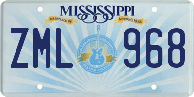 MS license plate ZML968
