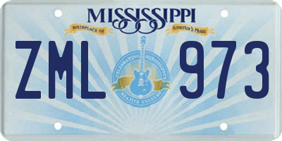 MS license plate ZML973