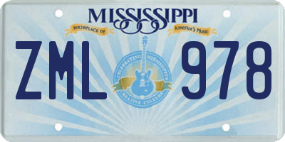 MS license plate ZML978