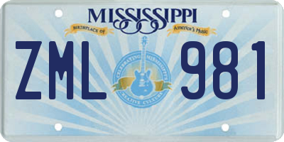 MS license plate ZML981