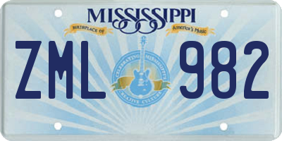 MS license plate ZML982