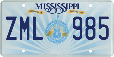 MS license plate ZML985