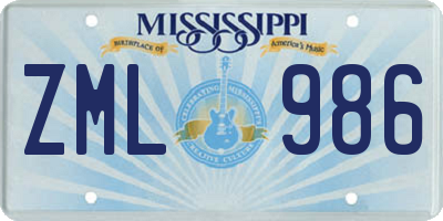 MS license plate ZML986