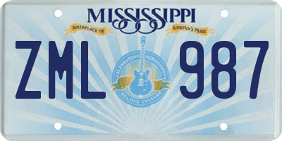 MS license plate ZML987