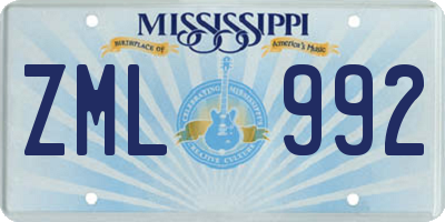 MS license plate ZML992