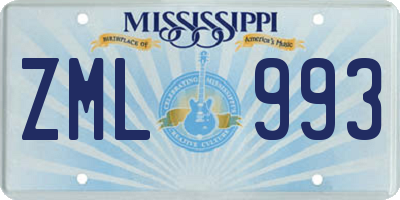 MS license plate ZML993