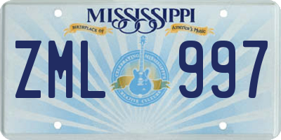 MS license plate ZML997