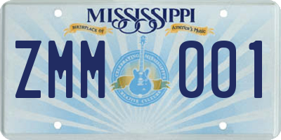 MS license plate ZMM001