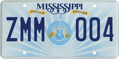 MS license plate ZMM004