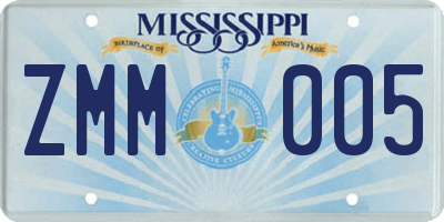 MS license plate ZMM005