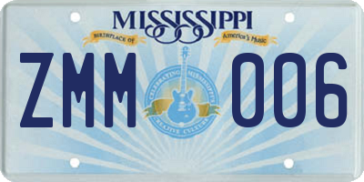 MS license plate ZMM006