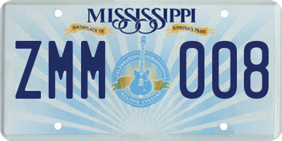 MS license plate ZMM008