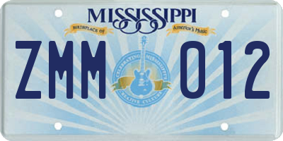 MS license plate ZMM012