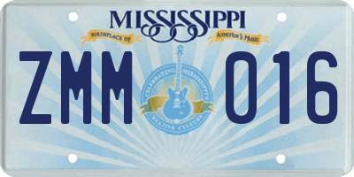 MS license plate ZMM016