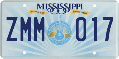 MS license plate ZMM017