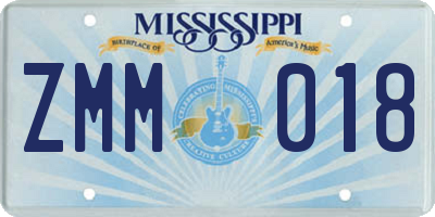 MS license plate ZMM018