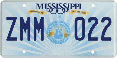 MS license plate ZMM022