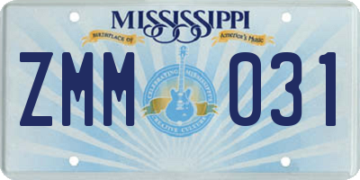 MS license plate ZMM031