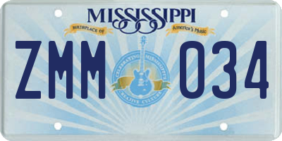 MS license plate ZMM034