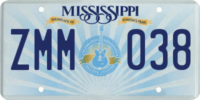 MS license plate ZMM038