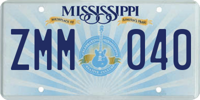 MS license plate ZMM040
