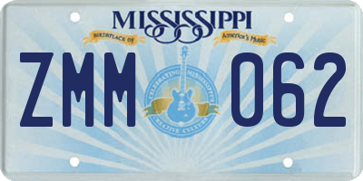 MS license plate ZMM062