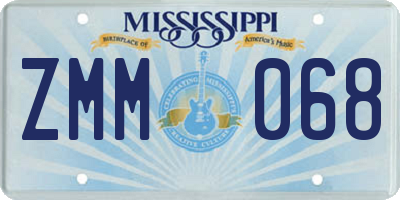 MS license plate ZMM068