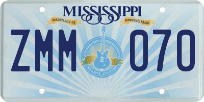 MS license plate ZMM070