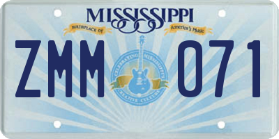 MS license plate ZMM071