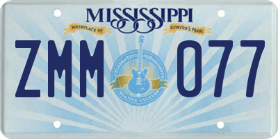 MS license plate ZMM077