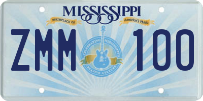 MS license plate ZMM100