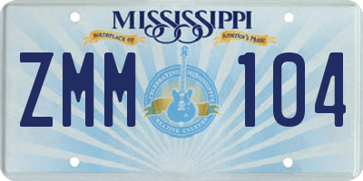 MS license plate ZMM104