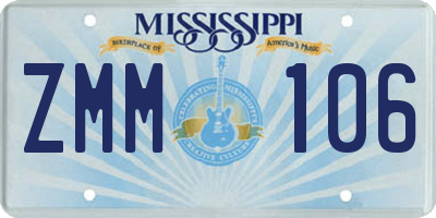 MS license plate ZMM106
