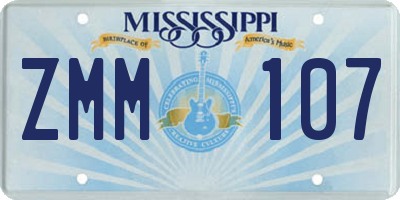 MS license plate ZMM107