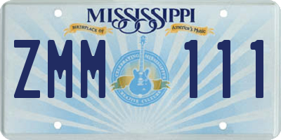 MS license plate ZMM111
