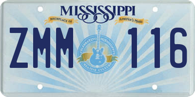 MS license plate ZMM116