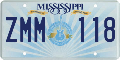MS license plate ZMM118