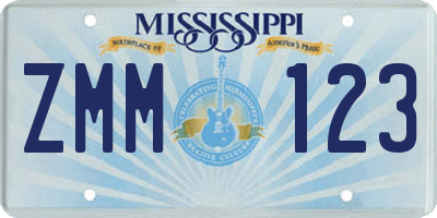 MS license plate ZMM123